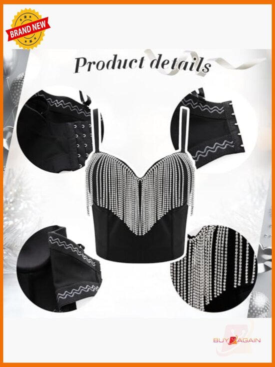 7-Piece Cowgirl Outfit Set Rhinestone Hat Choker Earrings Tank Top main image 6